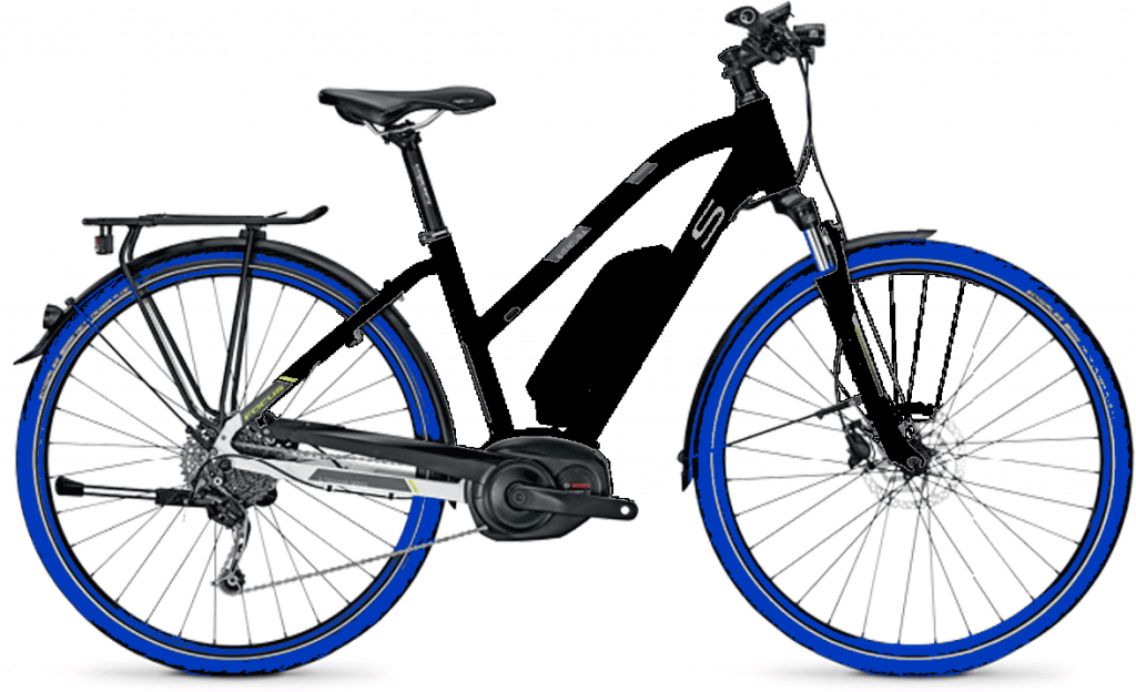 Vélo noir avec roues bleue